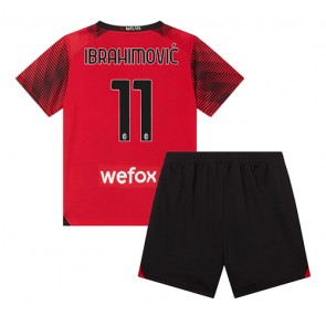 AC Milan Zlatan Ibrahimovic #11 kläder Barn 2023-24 Hemmatröja Kortärmad (+ korta byxor)